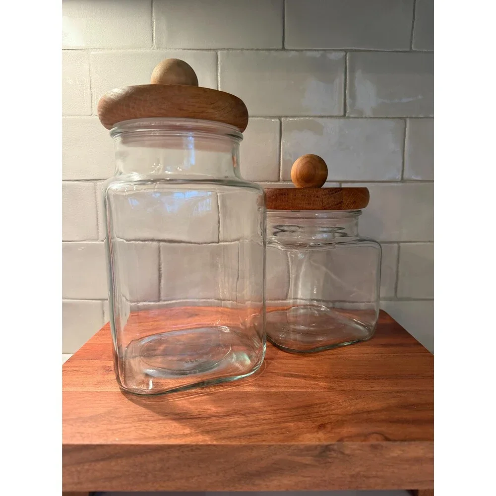 Vintage Anchor Hocking Country Style Glass Storage Jars - Set of 2
